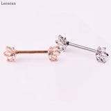 Stainless Steel Vacuum Plating Nipple Ring Flowers Piercing Jewelry