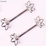 Stainless Steel Vacuum Plating Nipple Ring Flowers Piercing Jewelry