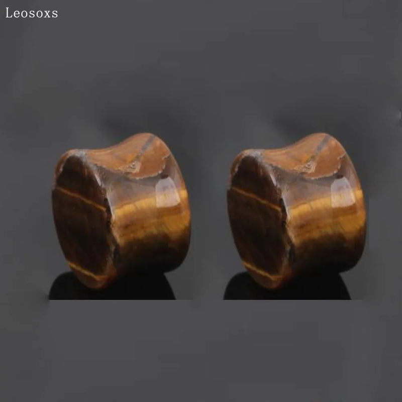 Leosoxs 2pcs Tiger Eye Stone Ear Expander Rod EAR TUNNEL