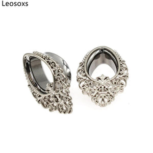Leosoxs 2pcs Stainless Steel Water Drop Ear Piercing Plugs 8-25mm