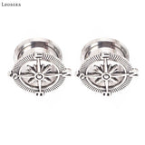 Leosoxs 2pcs Vintage Compass Ear Expander Piercing Ear Studs