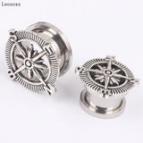 Leosoxs 2pcs Vintage Compass Ear Expander Piercing Ear Studs