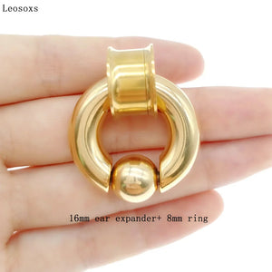 Leosoxs Stainless Steel Screw Tunnels Plugs Ear Piercing Ring Body Jewelry