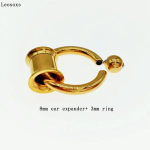 Leosoxs Stainless Steel Screw Tunnels Plugs Ear Piercing Ring Body Jewelry