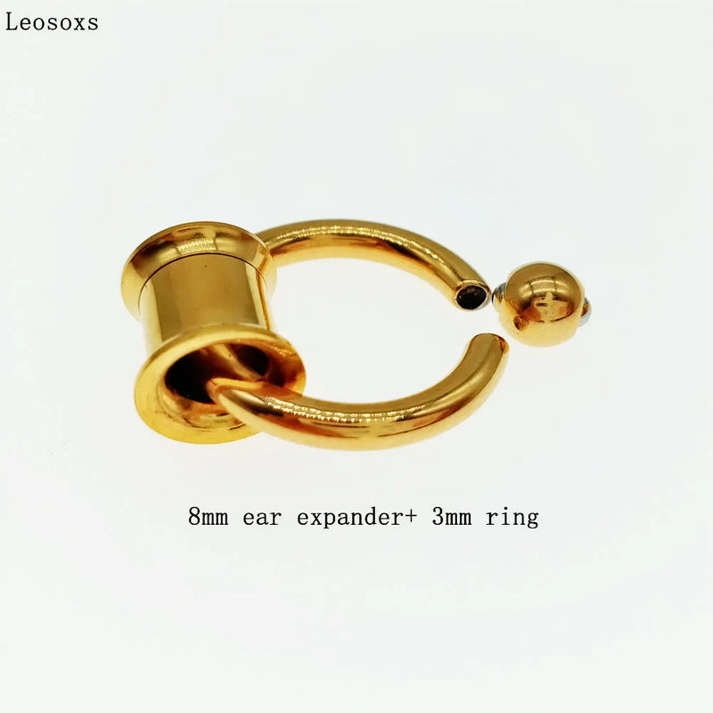 Leosoxs Stainless Steel Screw Tunnels Plugs Ear Piercing Ring Body Jewelry