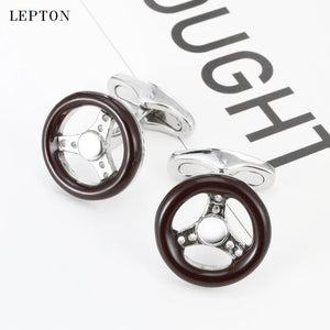 Lepton Car Steering Wheel Cufflinks for Mens Shirt Cuff