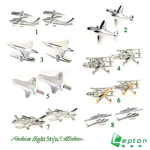 Lepton Classic Aircraft Styling Cufflinks Men's - Silver Plane Cuff Link