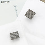 Lepton Classic Business Square Cufflinks Men Wedding Groom Carve Cuff links
