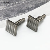 Lepton Classic Business Square Cufflinks Men Wedding Groom Carve Cuff links