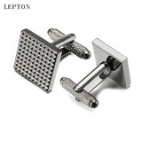 Lepton Classic Business Square Cufflinks Men Wedding Groom Carve Cuff links