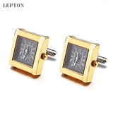 Lepton Functional Watch Cufflinks For Men Square Real Clock Cuff links