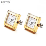 Lepton Functional Watch Cufflinks For Men Square Real Clock Cuff links