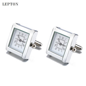 Lepton Functional Watch Cufflinks For Men Square Real Clock Cuff links