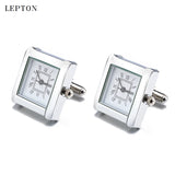 Lepton Functional Watch Cufflinks For Men Square Real Clock Cuff links