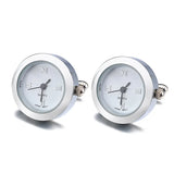 Lepton Functional Watch Cufflinks For Mens Round Real Clock Cuff links