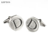 Alphabet Cufflinks For Mens Antique Silver plated Round Letters D cuff links