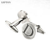Alphabet Cufflinks For Mens Antique Silver plated Round Letters D cuff links