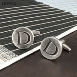Alphabet Cufflinks For Mens Antique Silver plated Round Letters D cuff links