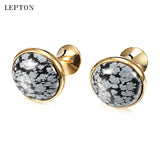 Lepton Snowflake Stone Cufflinks for Mens Shirt Cuff