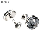 Lepton Snowflake Stone Cufflinks for Mens Shirt Cuff