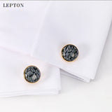 Lepton Snowflake Stone Cufflinks for Mens Shirt Cuff