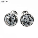 Lepton Snowflake Stone Cufflinks for Mens Shirt Cuff