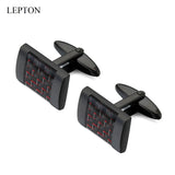 Stainless Steel Cufflinks Black Carbon Square Mens Gift