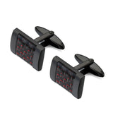 Stainless Steel Cufflinks Black Carbon Square Mens Gift