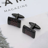 Stainless Steel Cufflinks Black Carbon Square Mens Gift