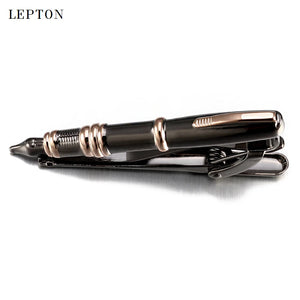 Lepton Neckties Tie Clip & Cufflinks Set Stainless Steel Business Wedding