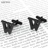 Lepton Stainless Steel W Cufflinks for Men - French Shirt Cufflink