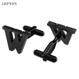 Lepton Stainless Steel W Cufflinks for Men - French Shirt Cufflink