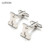 Stainless Steel Letters K Cufflinks for Men - Silver Alphabet Cuff links