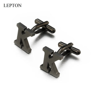 Stainless Steel Letters K Cufflinks for Men - Silver Alphabet Cuff links
