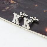 Stainless Steel Letters K Cufflinks for Men - Silver Alphabet Cuff links