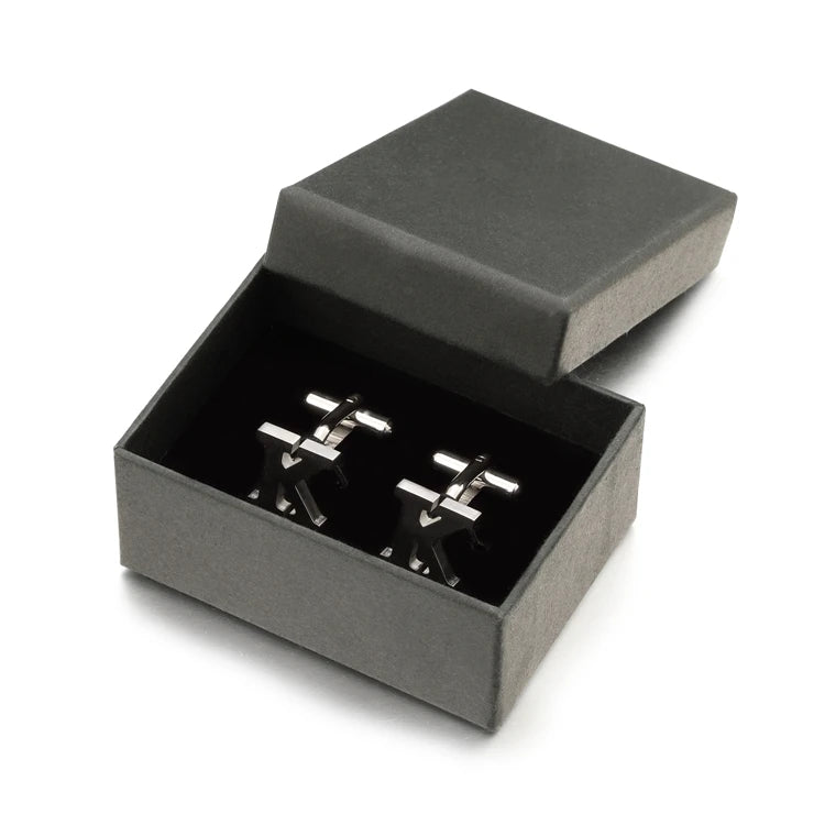 Stainless Steel Letters K Cufflinks for Men - Silver Alphabet Cuff links