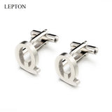 Lepton Stainless Steel Letters Q Cufflinks for Mens - Silver Alphabet Cuff links