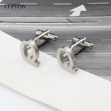 Lepton Stainless Steel Letters Q Cufflinks for Mens - Silver Alphabet Cuff links
