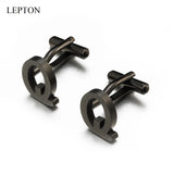 Lepton Stainless Steel Letters Q Cufflinks for Mens - Silver Alphabet Cuff links