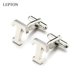 Lepton Stainless Steel Letters T Cufflinks for Men - Silver Alphabet Cuff Links