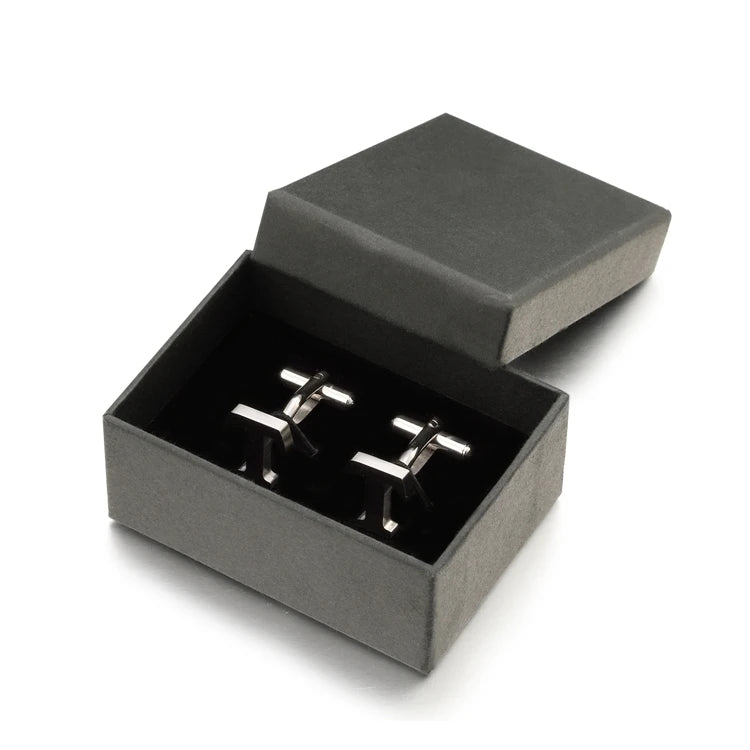 Lepton Stainless Steel Letters T Cufflinks for Men - Silver Alphabet Cuff Links