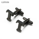 Lepton Stainless Steel Letters T Cufflinks for Men - Silver Alphabet Cuff Links