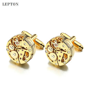 Steampunk Gear Watch Movement Cufflinks Mens Business Style
