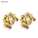 Steampunk Gear Watch Movement Cufflinks Mens Business Style