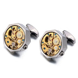 Steampunk Gear Watch Movement Cufflinks Mens Business Style