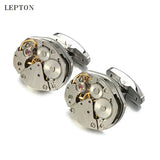 Steampunk Gear Watch Movement Cufflinks Mens Business Style
