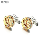 Lepton Watch Movement Cufflinks Stainless Steel Steampunk Gear Watch Mechanism