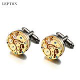 Lepton Watch Movement Cufflinks Stainless Steel Steampunk Gear Watch Mechanism