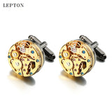 Lepton Watch Movement Cufflinks Stainless Steel Steampunk Gear Watch Mechanism