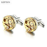 Lepton Watch Movement Cufflinks Stainless Steel Steampunk Gear Watch Mechanism